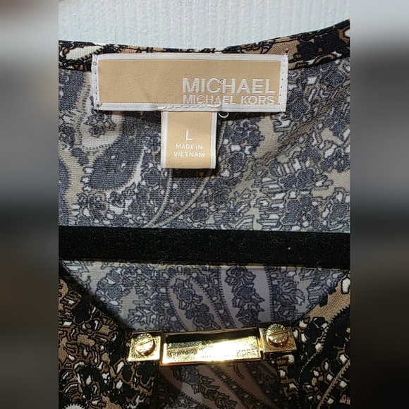 Michael Kors Black and Brown Paisley Women's Top - Picture 3 of 3